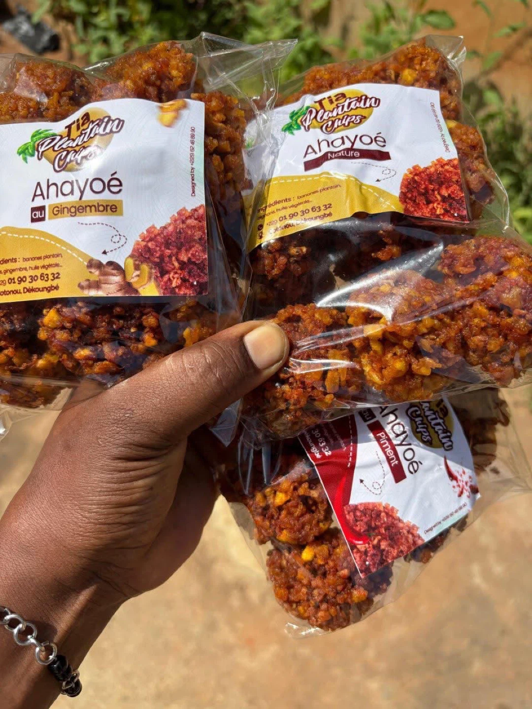 Tia Plantain Chips Ahayoé - Ginger, Nature, and Chili Flavors