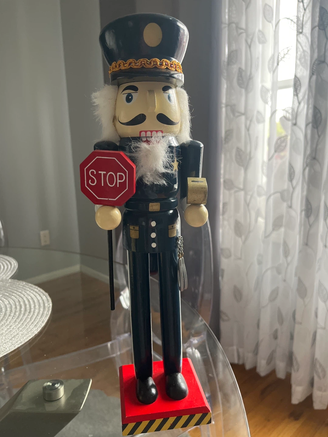 Wooden Nutcracker Soldier with Stop Sign