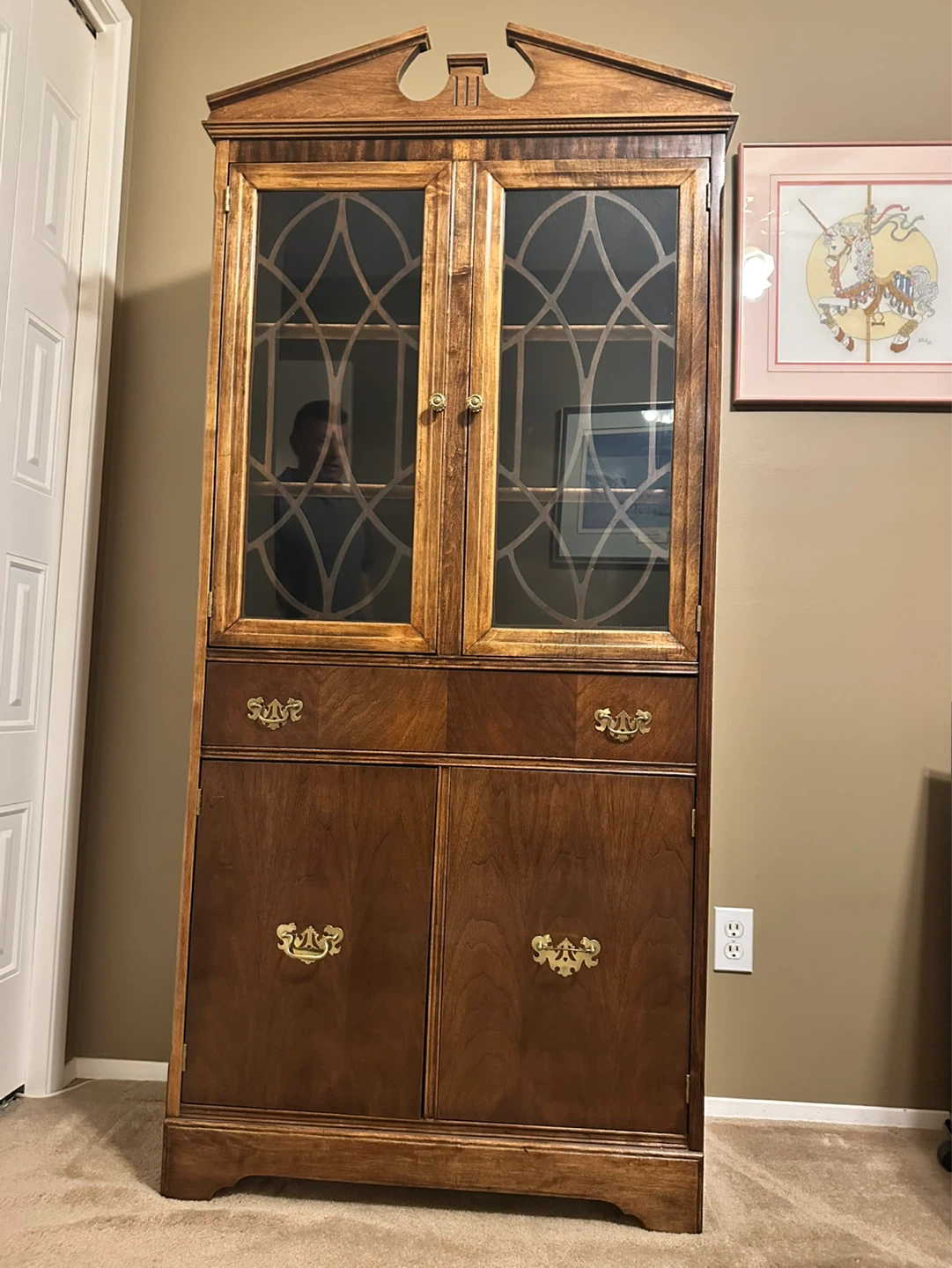 Wooden China Cabinet with Glass Doors