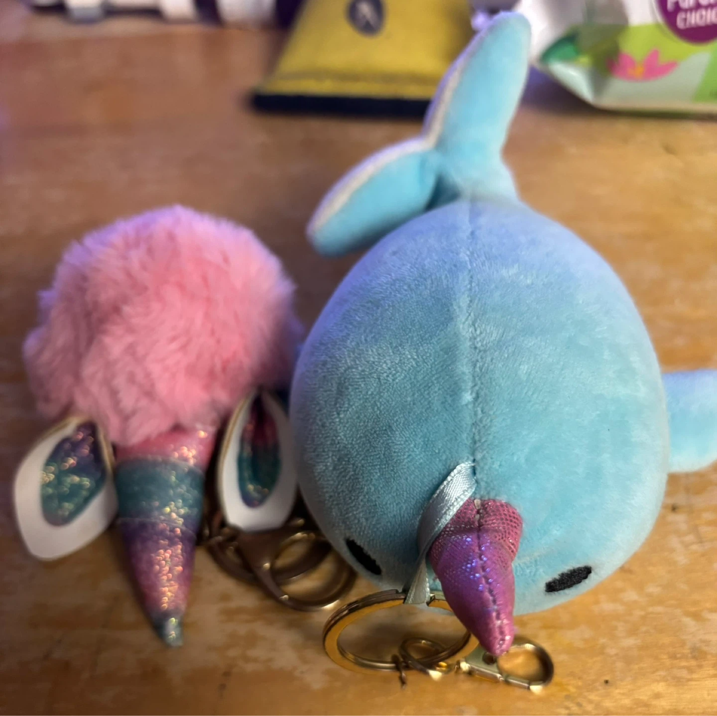 Plush Narwhal & Unicorn Keychain Set