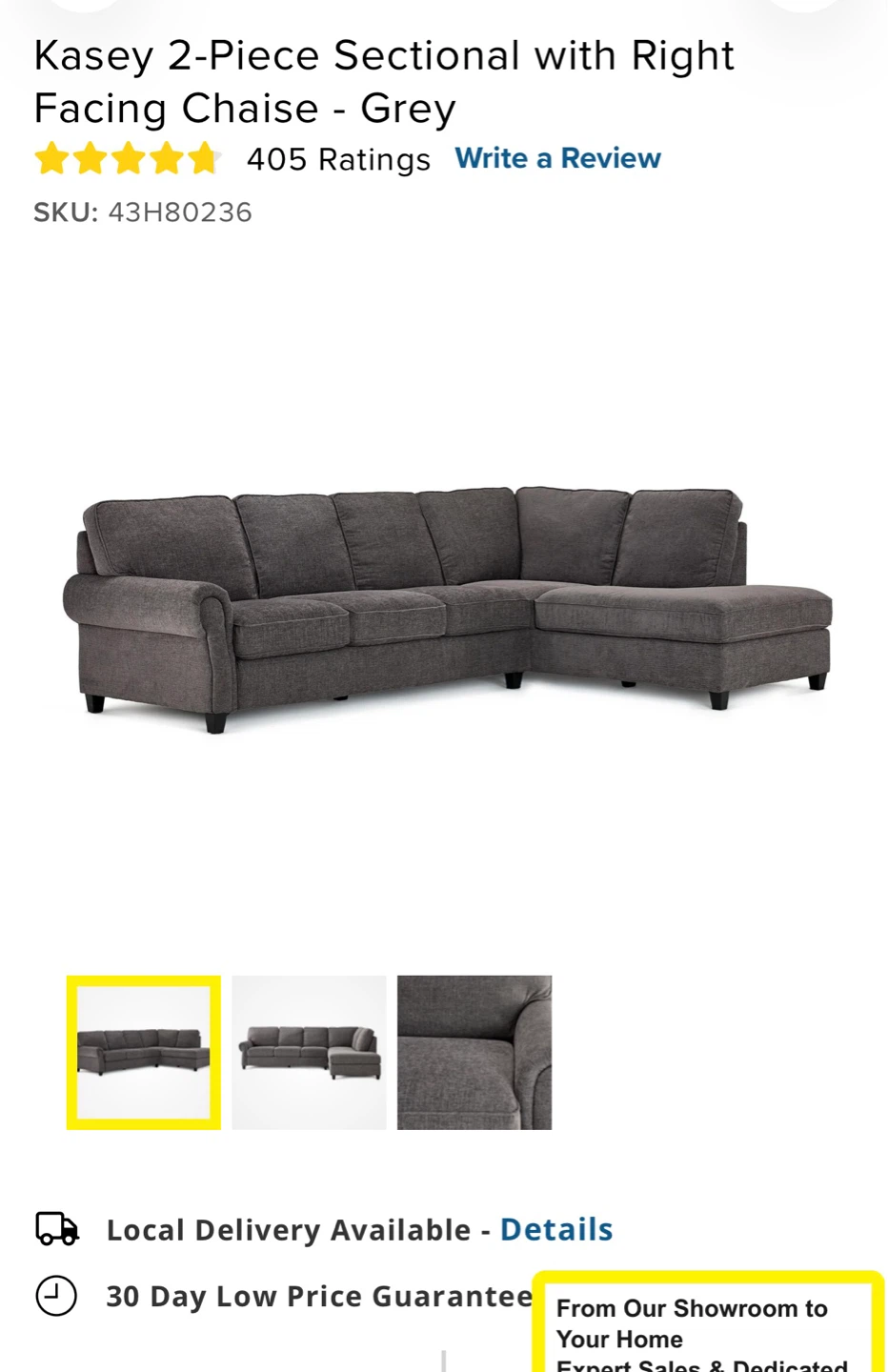 Kasey 2-Piece Sectional - Grey - photo 5