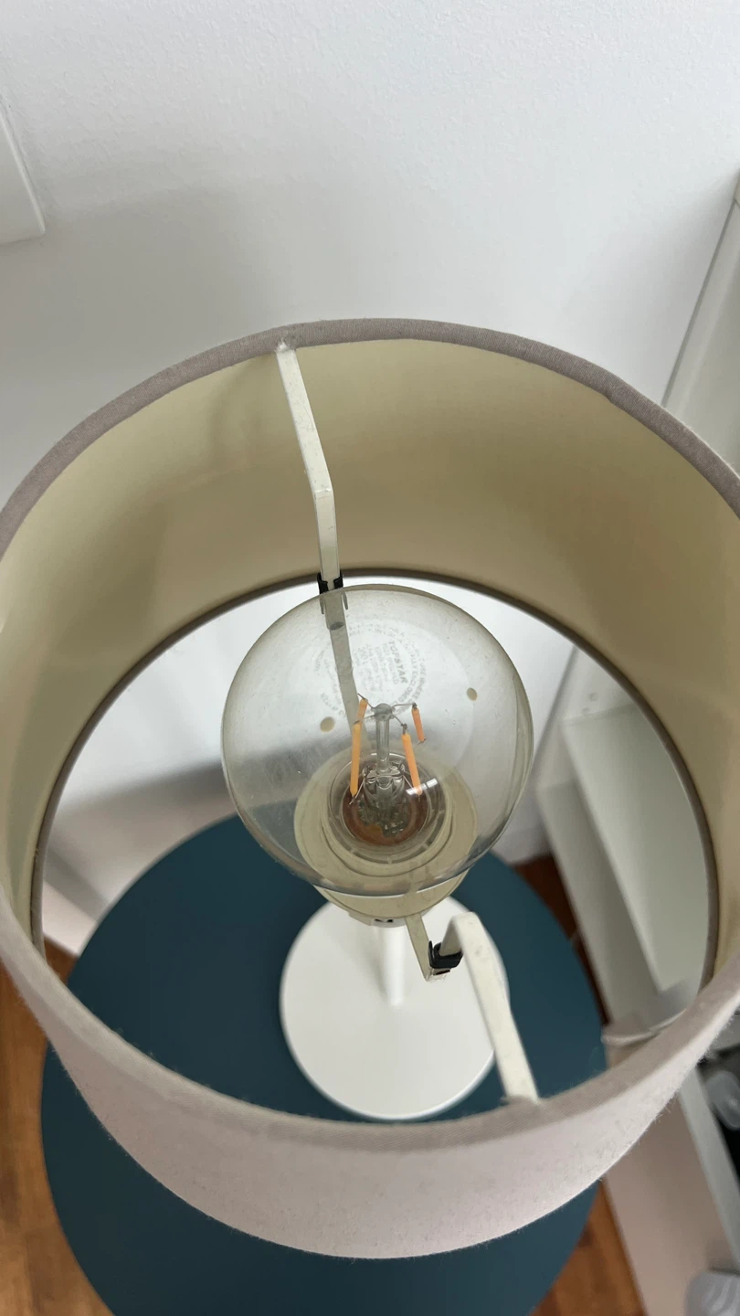 IKEA White Table Lamp with Gray Drum Shade - photo 4