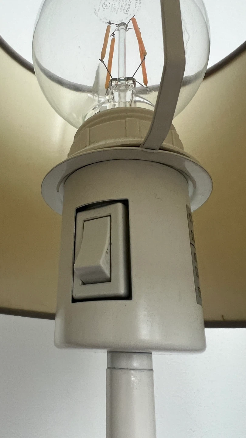 IKEA White Table Lamp with Gray Drum Shade - photo 3