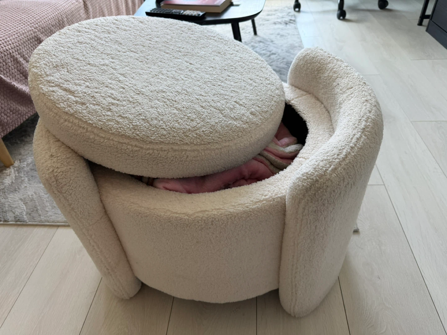 Cream Teddy Bear Storage Ottoman - photo 2