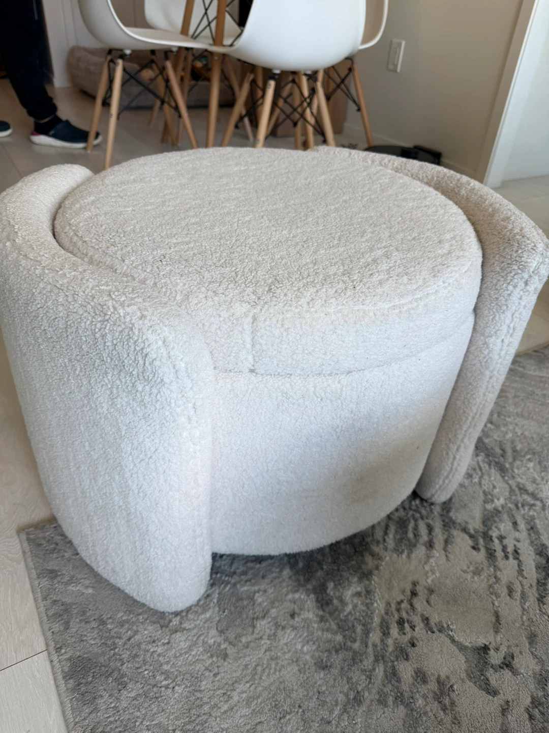 Cream Teddy Bear Storage Ottoman