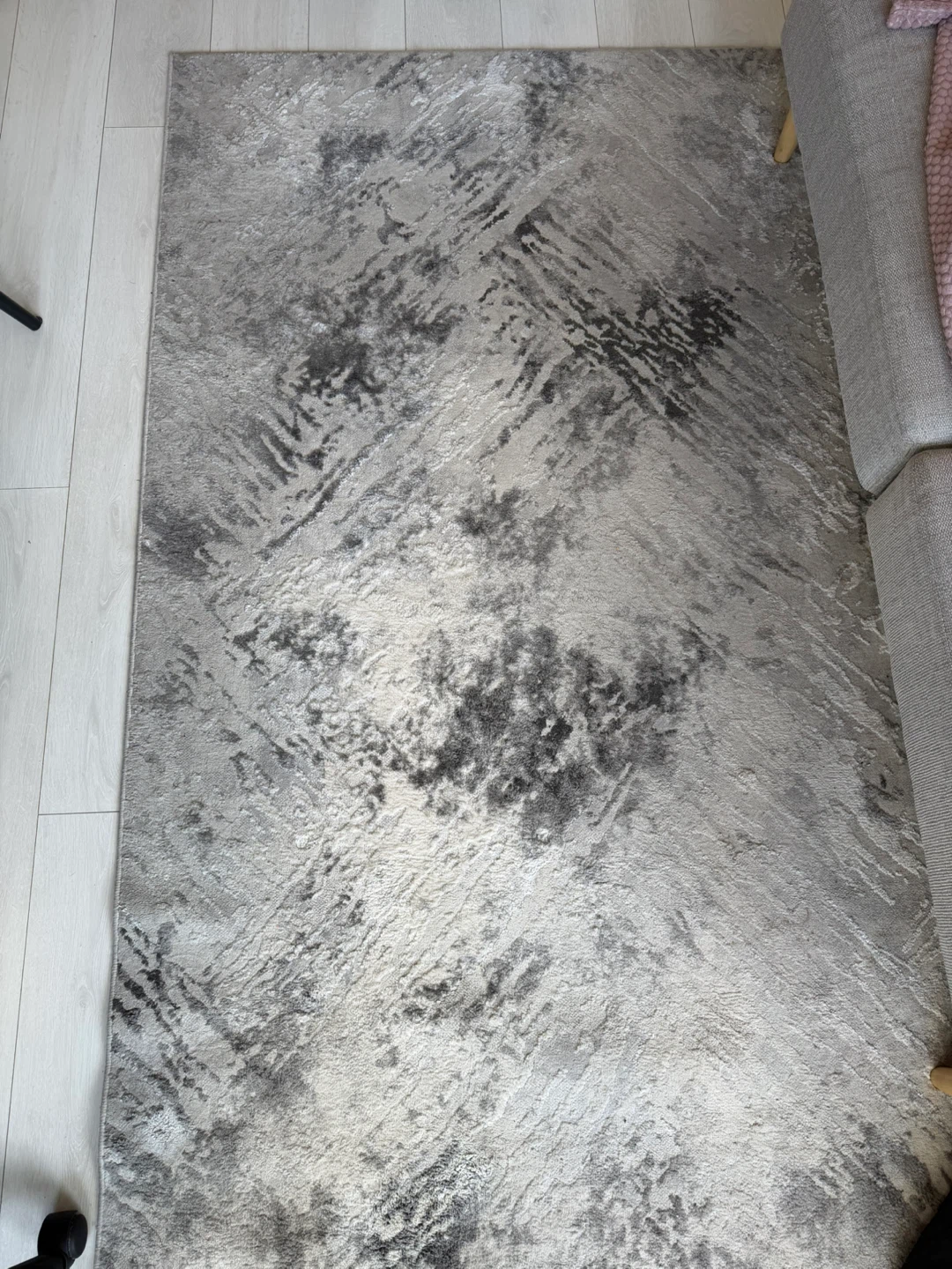 Modern Abstract Area Rug - Grey & White - photo 3
