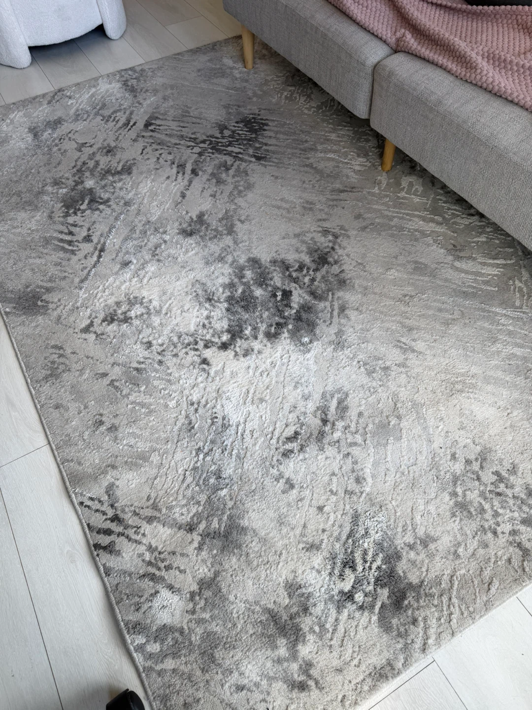 Modern Abstract Area Rug - Grey & White - photo 2