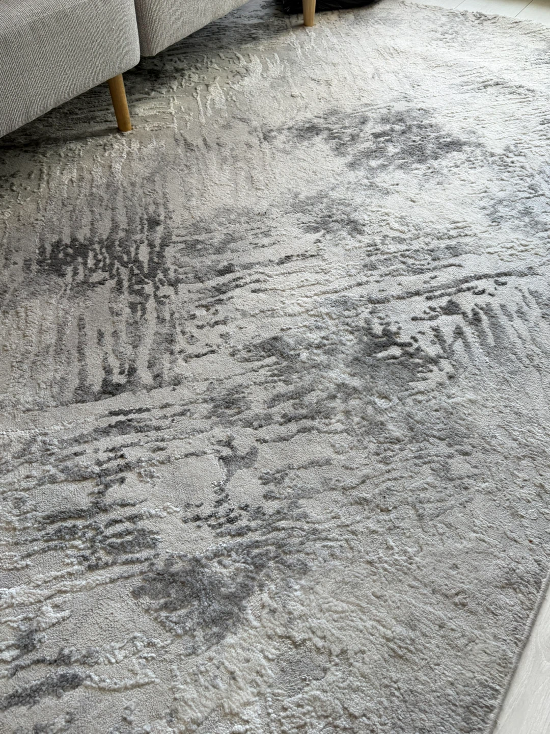 Modern Abstract Area Rug - Grey & White - photo 5
