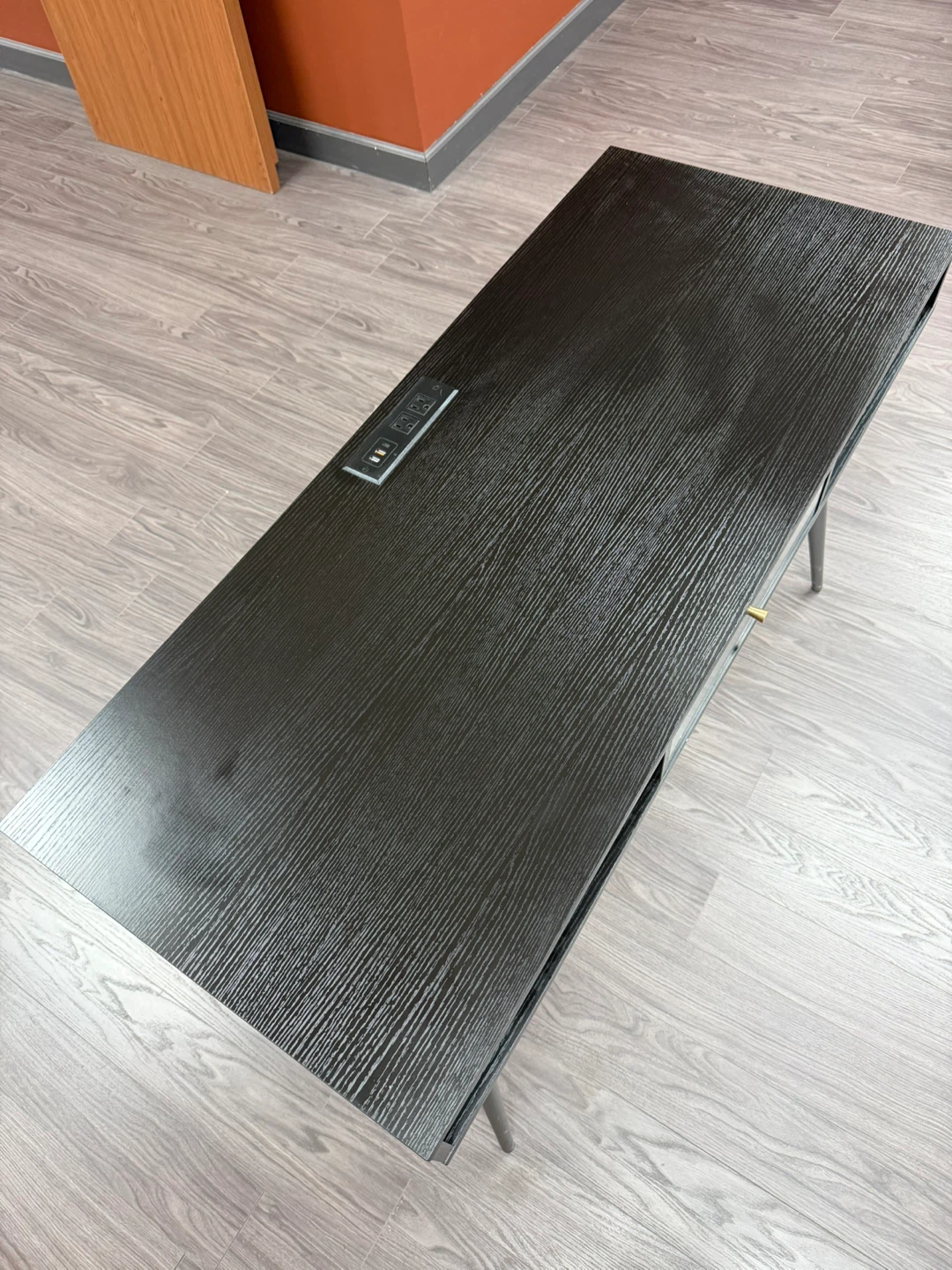 Modern Black Desk with Drawer and Built-in Power Strip - photo 4