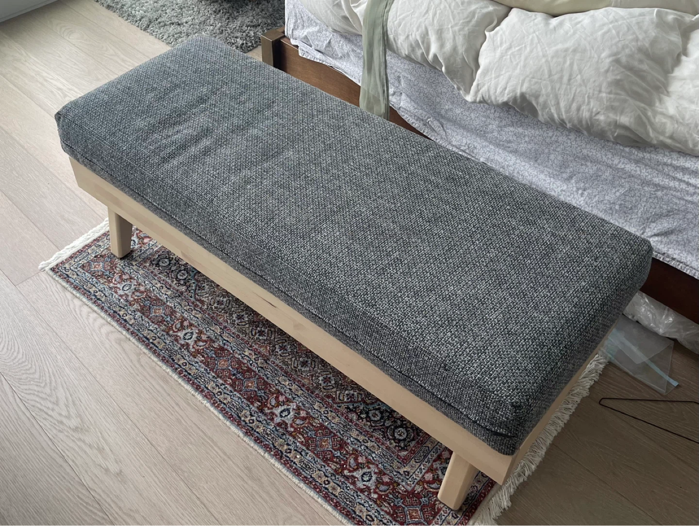 Gray Upholstered Bench - photo 3