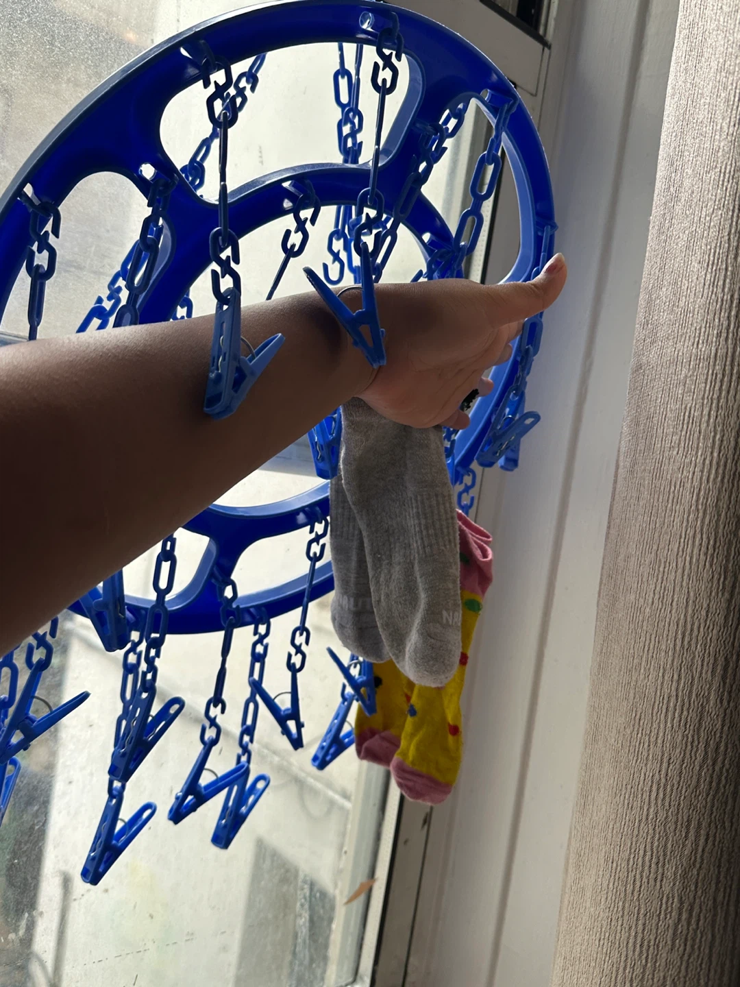 Blue Plastic Laundry Drying Hanger with Clips - photo 3