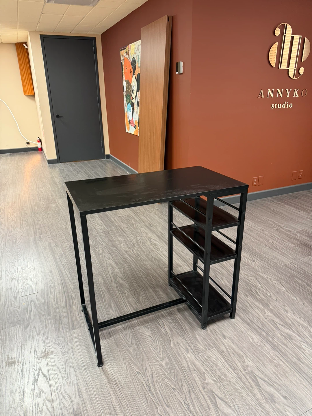 Black Desk with Shelving - photo 2