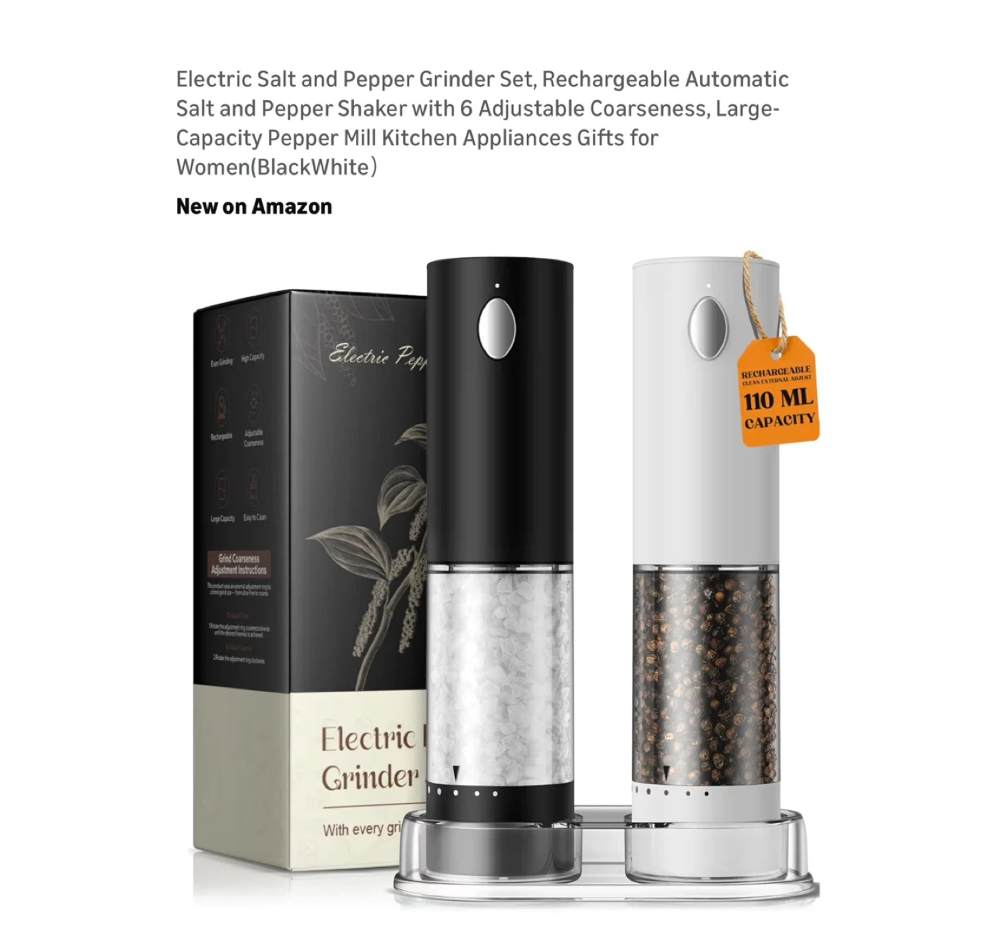 Brand new Electric Salt and Pepper Grinder Set