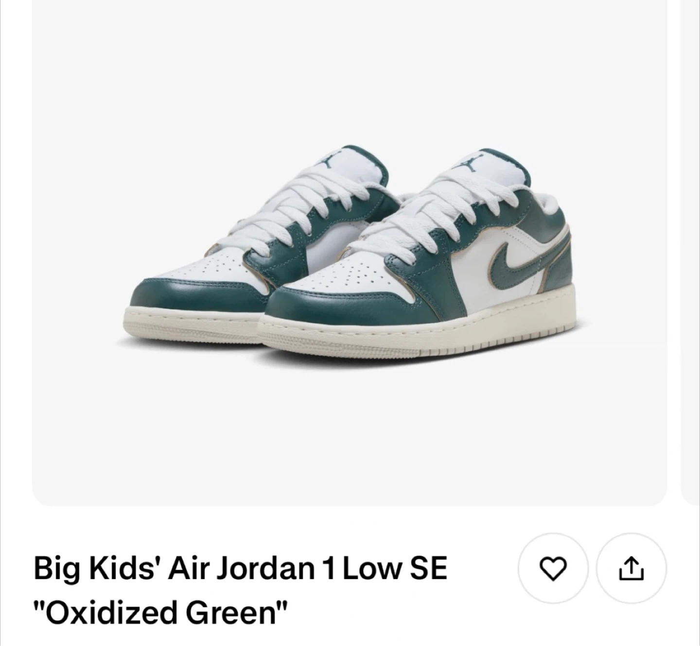 New Nike Air Jordan 1 Low SE Big Kids "Oxidized Green" - photo 3