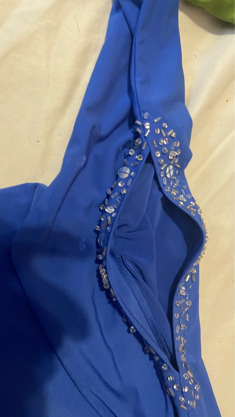 Talbots Blue Embellished Embellished Short Sleeve Top Size M