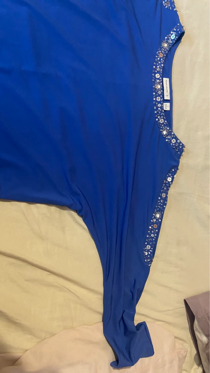 Talbots Blue Embellished Embellished Short Sleeve Top Size M - photo 2