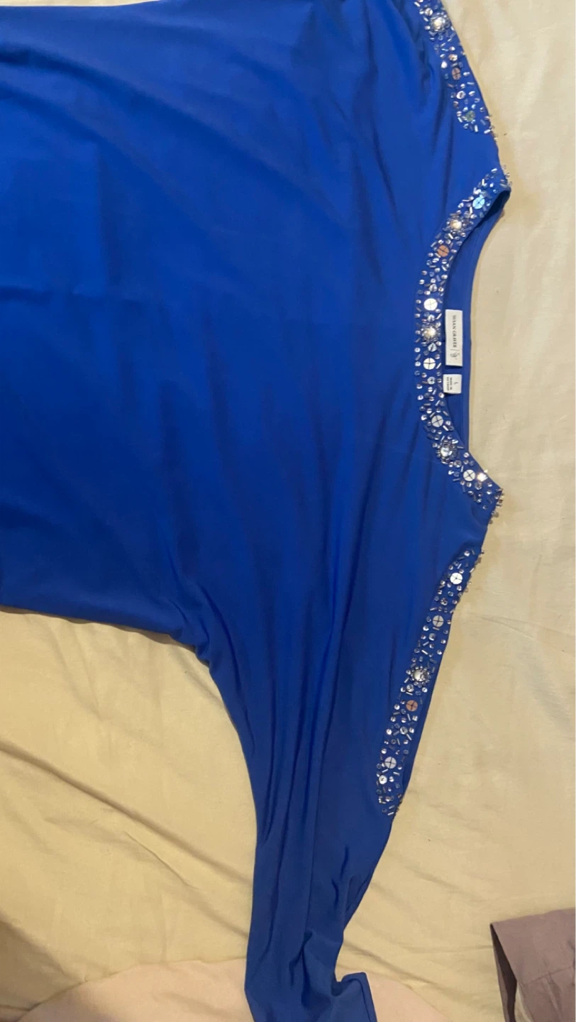 Talbots Blue Embellished Embellished Short Sleeve Top Size M - photo 3