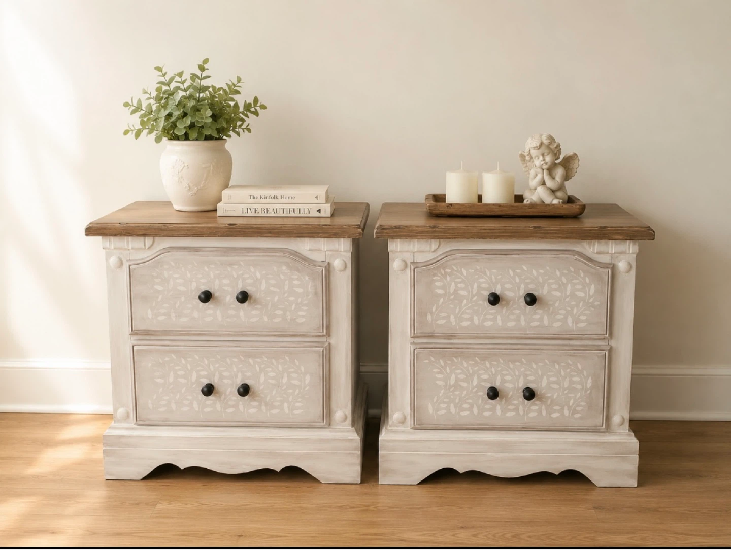 Set of 2 Farmhouse Nightstands