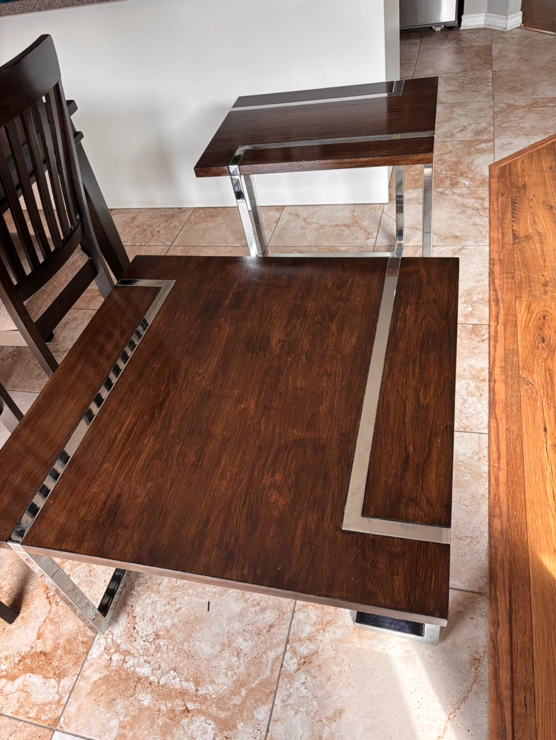 Leons Wooden Coffee Table and End Table with Metal Accents