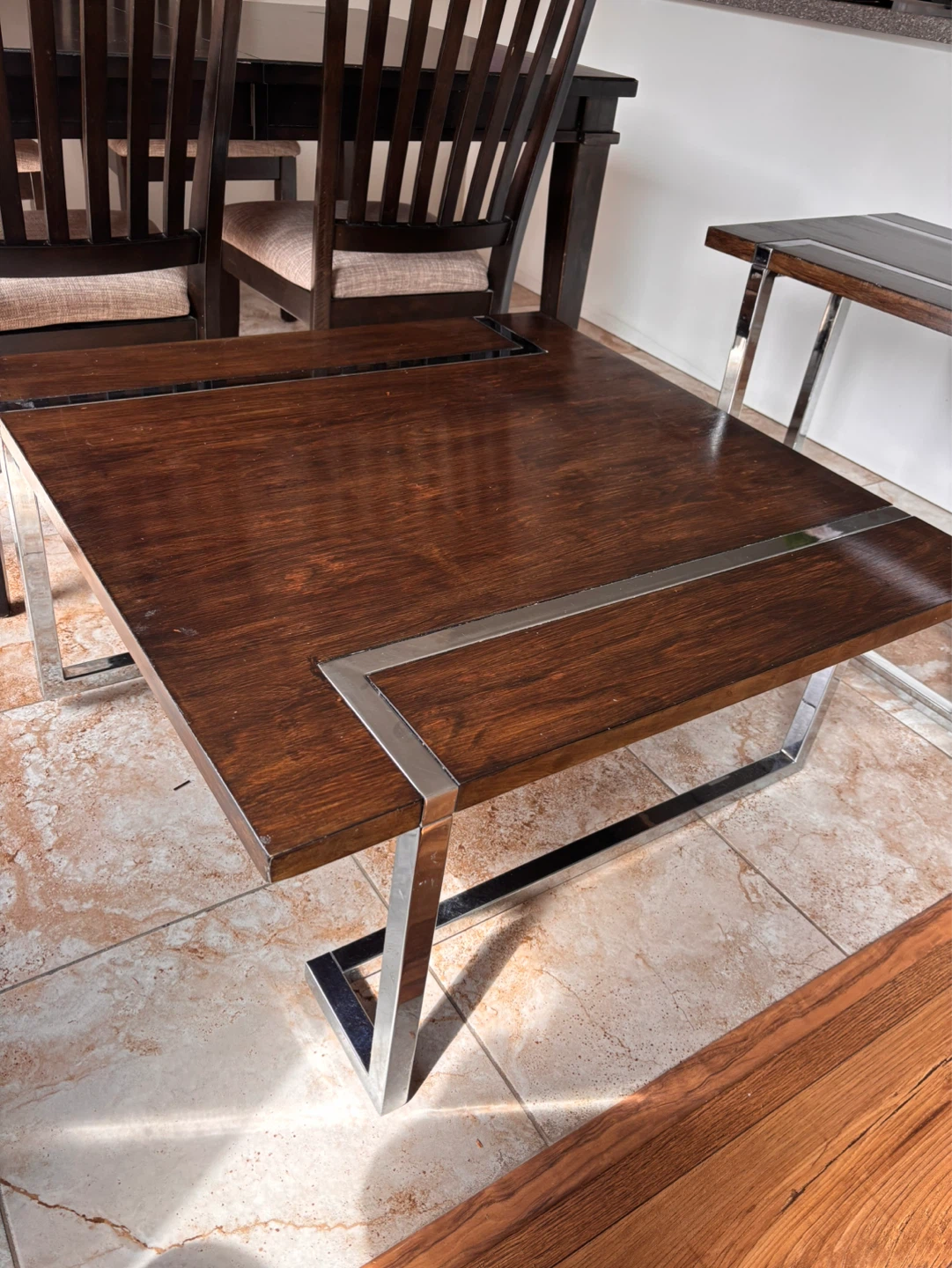 Leons Wooden Coffee Table and End Table with Metal Accents - photo 2