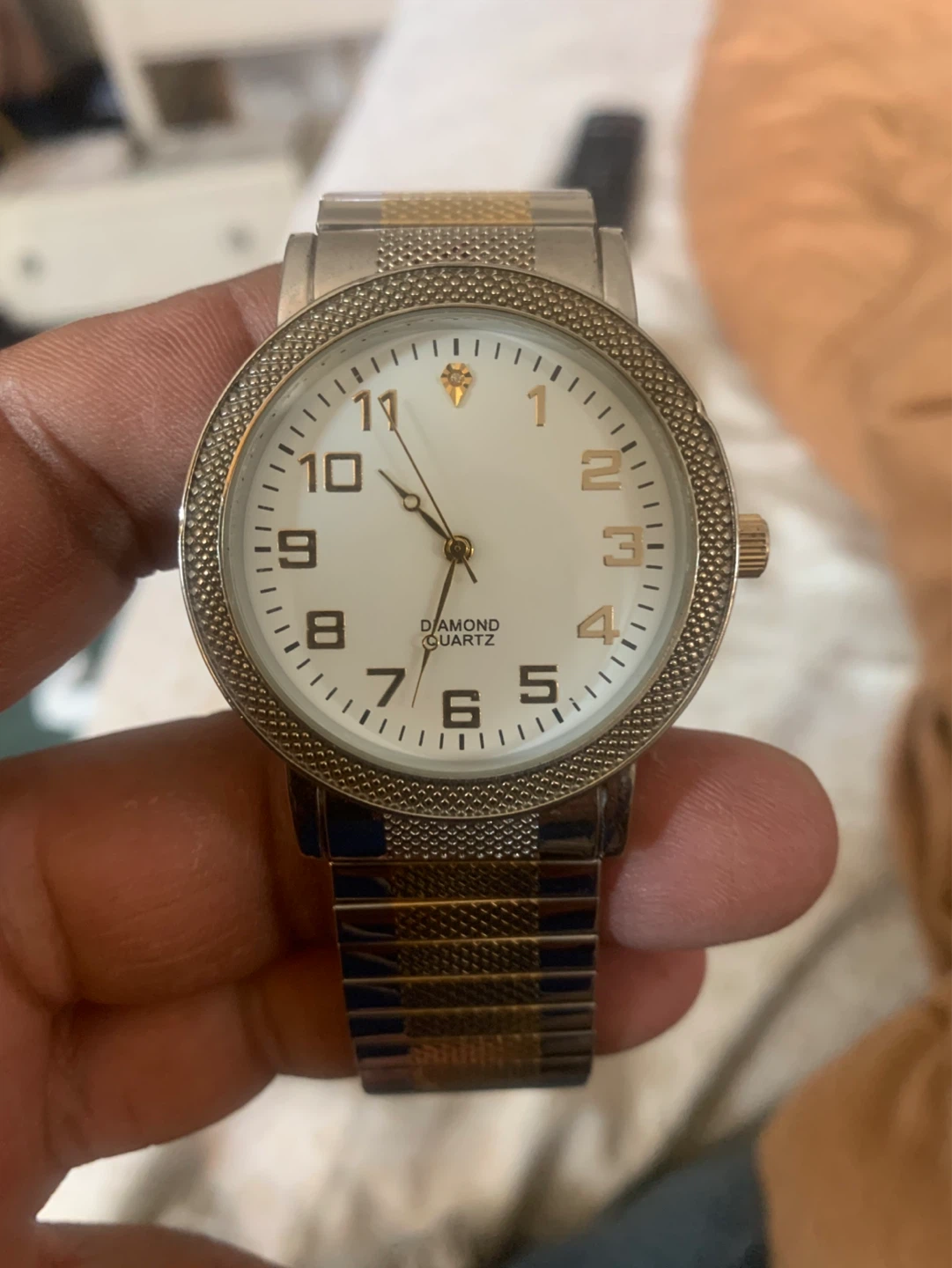 Diamond Quartz Watch with Two-Tone Band