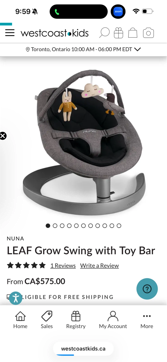 Nuna LEAF Grow Swing with Toy Bar - Grey - photo 2