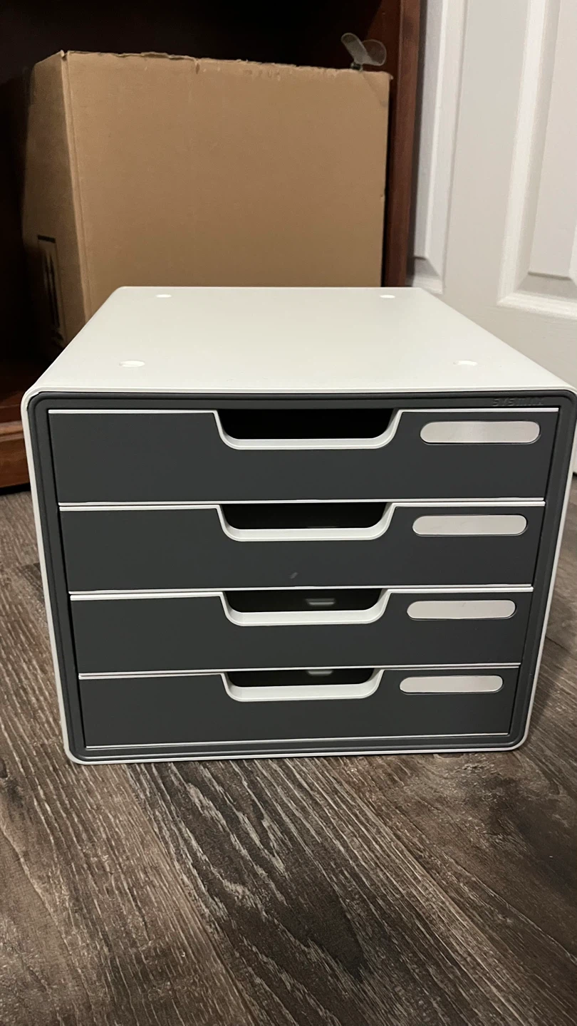 White and Grey 4-Drawer Storage Unit