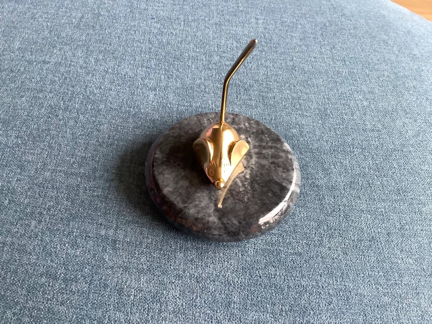 Vt Brass Mouse Note Spike/Ring Holder w Stone Base 🐞 - photo 4