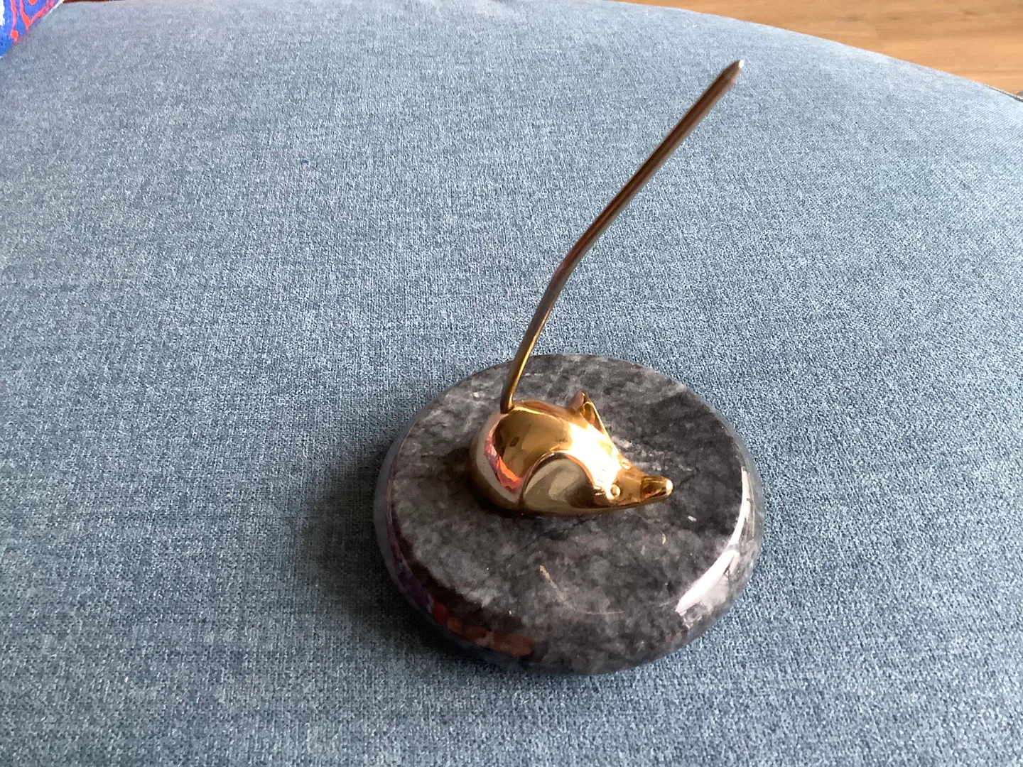 Vt Brass Mouse Note Spike/Ring Holder w Stone Base 🐞 - photo 3