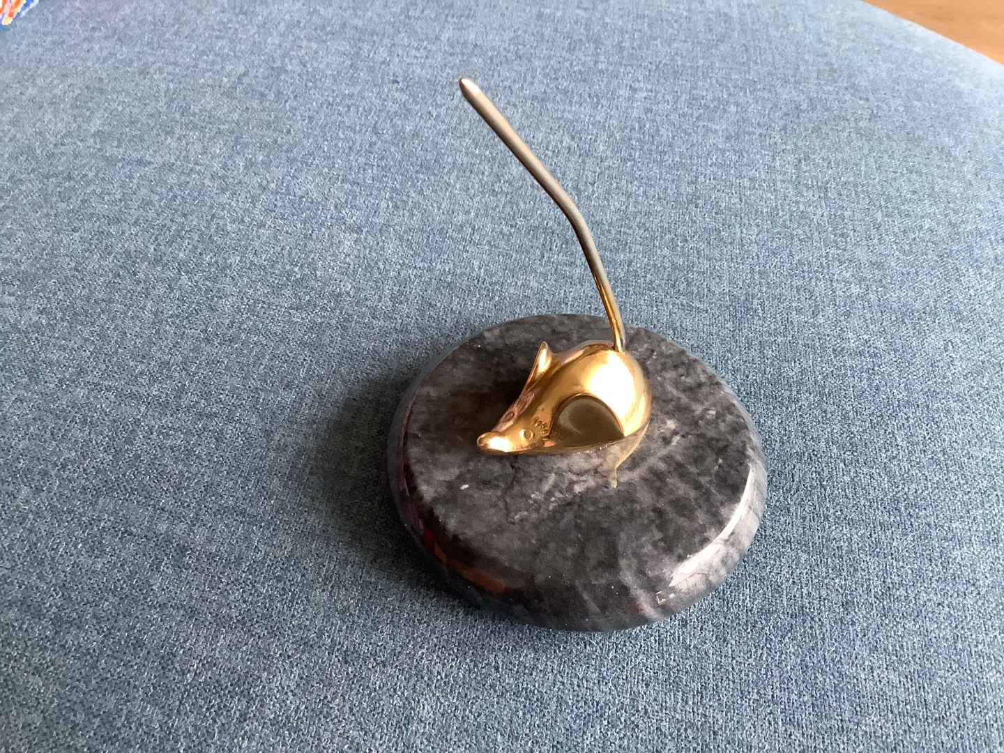 Vt Brass Mouse Note Spike/Ring Holder w Stone Base 🐞 - photo 2