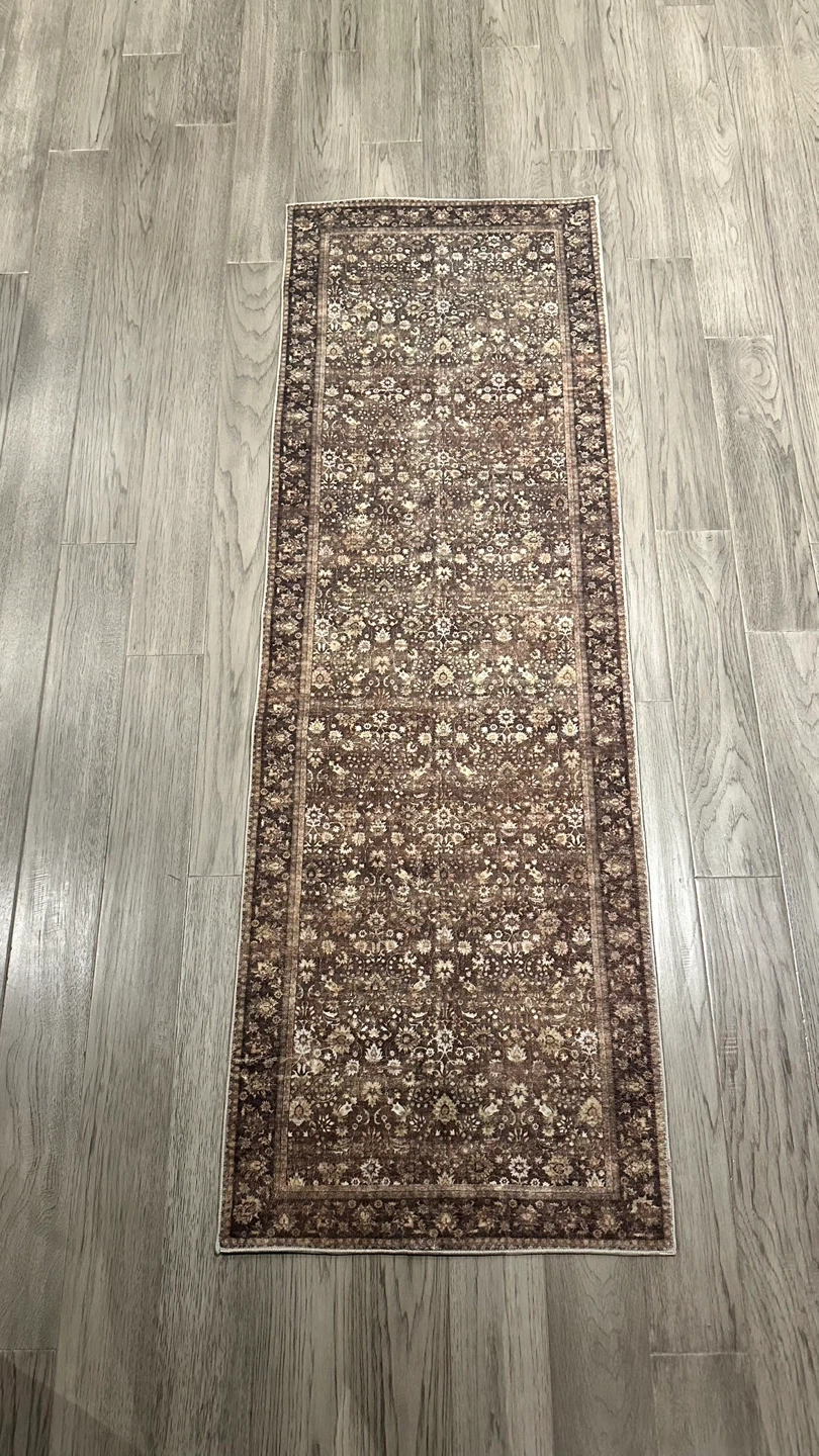 Runner Rug - Brown Floral Pattern - photo 3