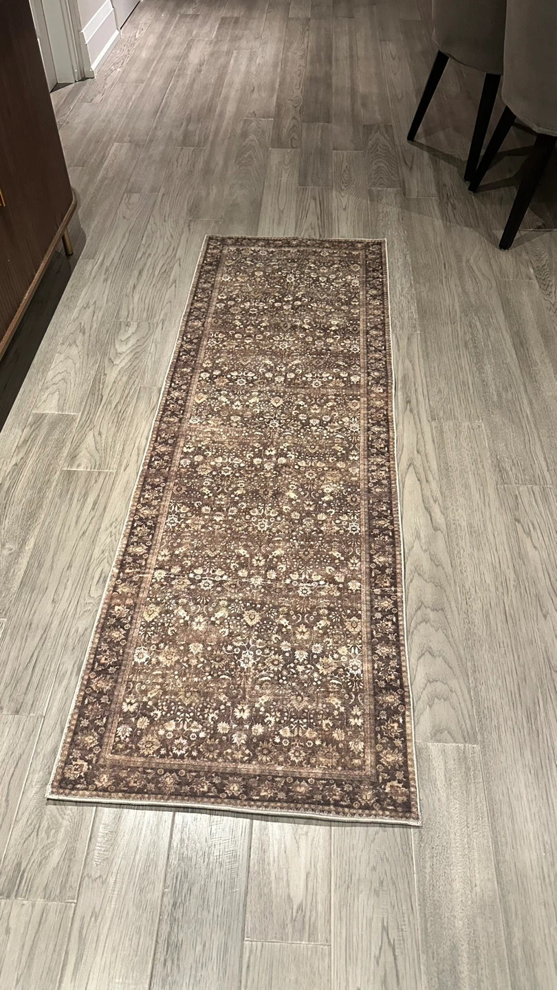 Runner Rug - Brown Floral Pattern