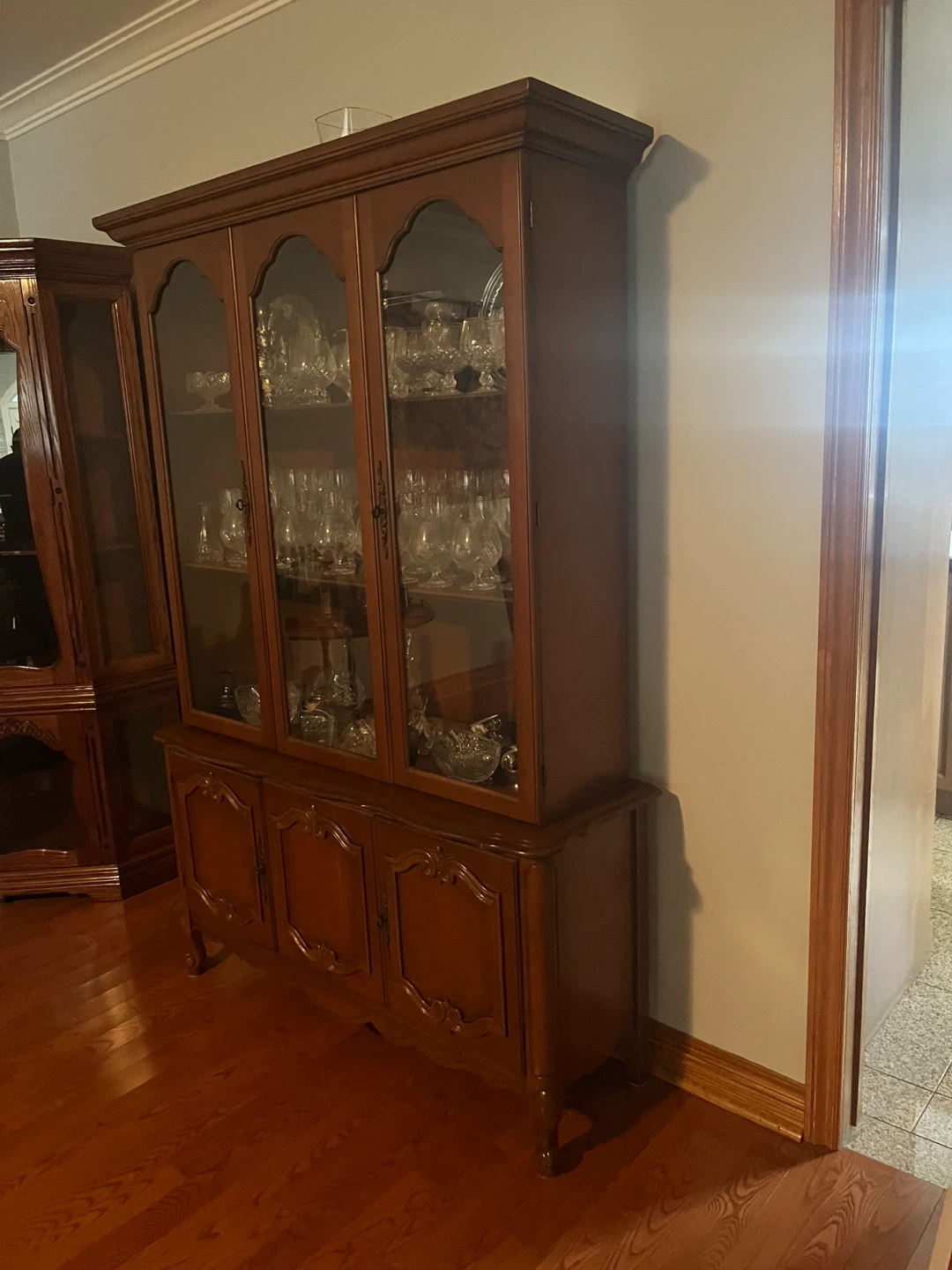 Wooden China Cabinet with Glass Doors