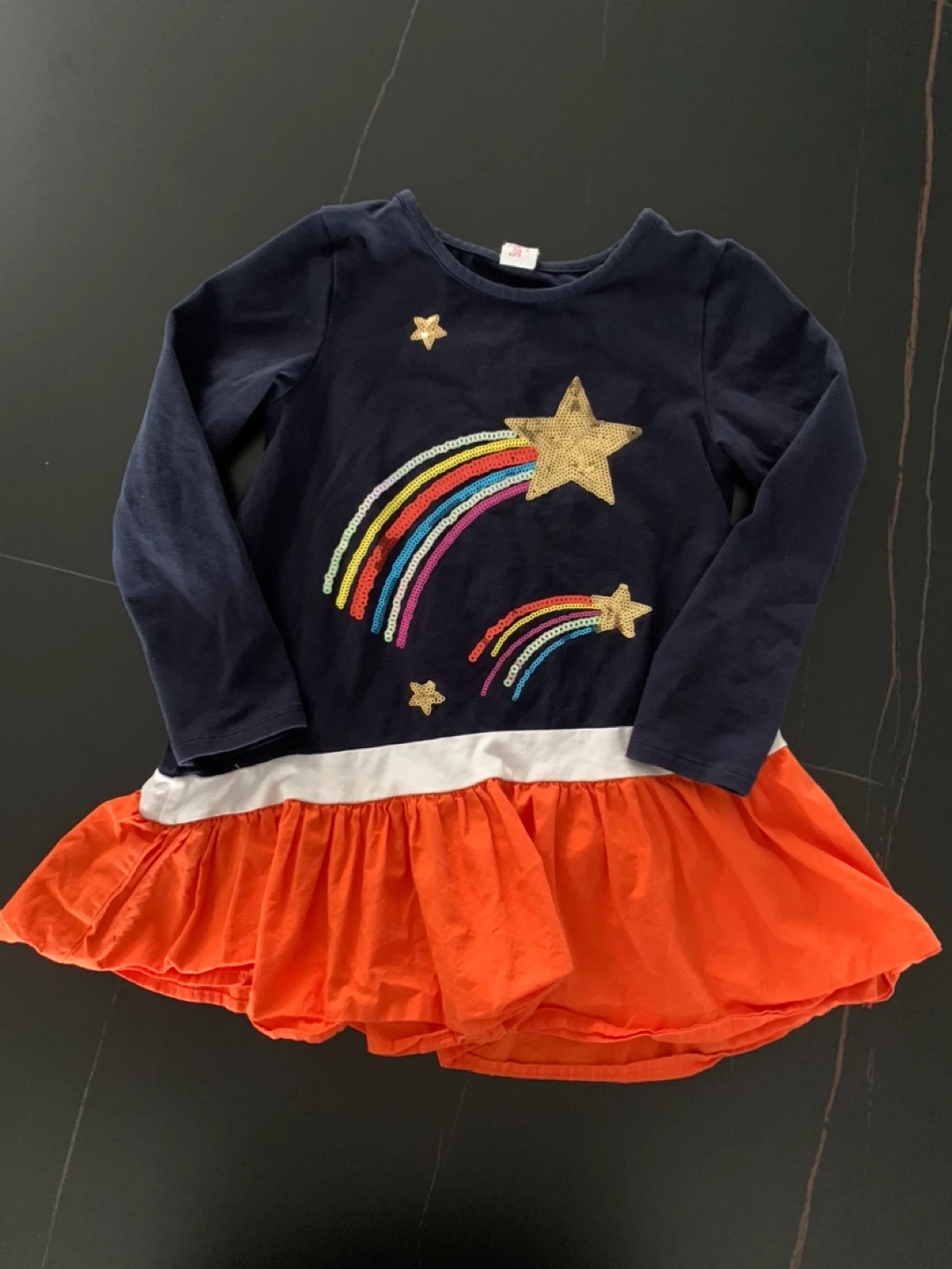 Girls Long Sleeve Rainbow Star Dress