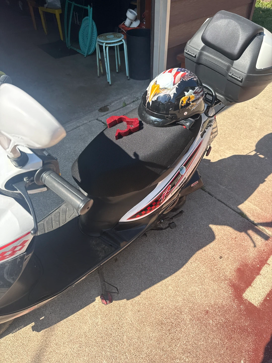 White and Black Scooter with Top Case - photo 3
