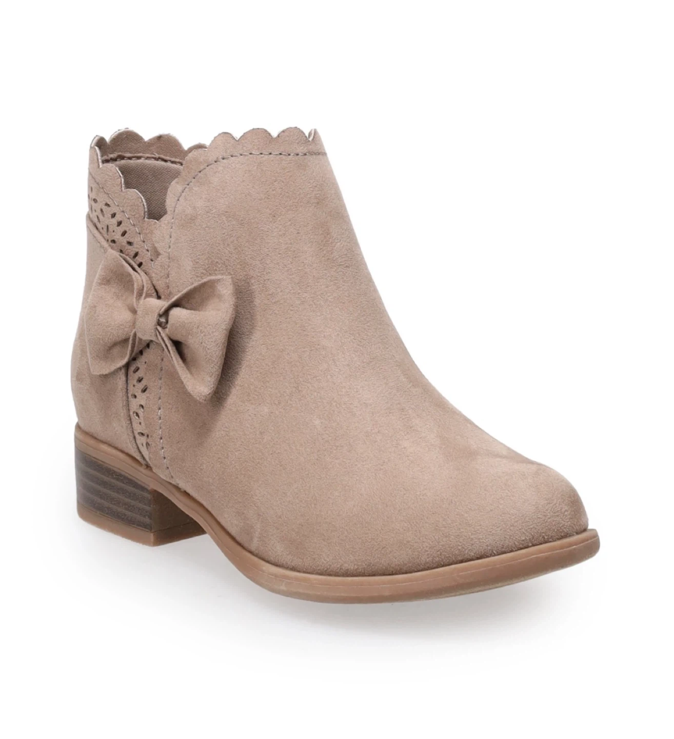 Girls' Tan Suede Ankle Boots with Bow Accent - photo 3