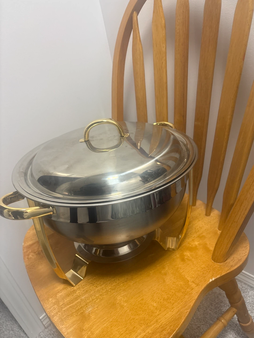 Stainless Steel Chafing Dish with Gold Accents