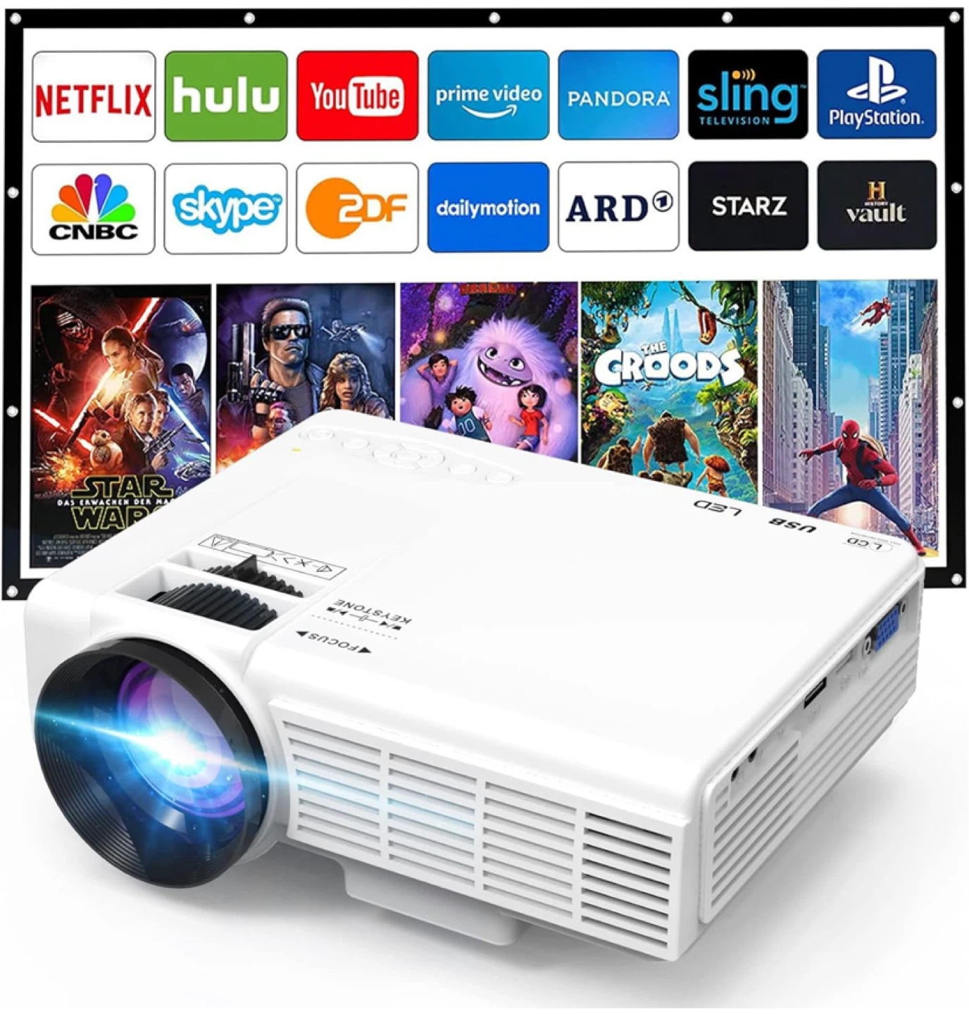 Puxinat Mini Projector 7500 Lumens, 1080P HD