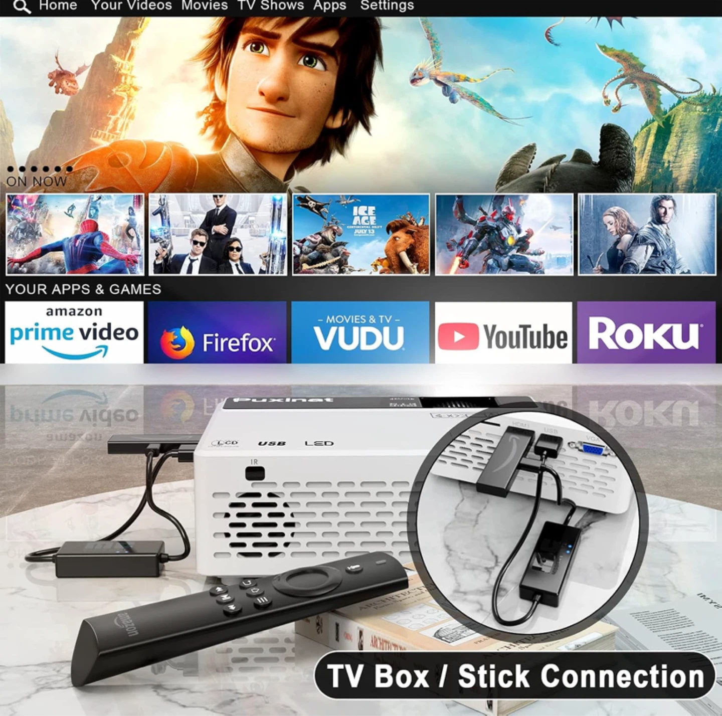 Puxinat Mini Projector 7500 Lumens, 1080P HD - photo 4