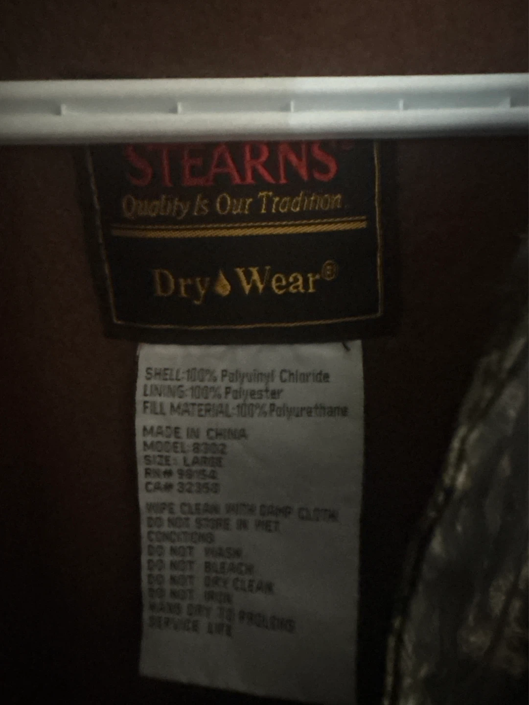 Stearns Dry Wear Camouflage Rain Jacket Size Large - photo 2