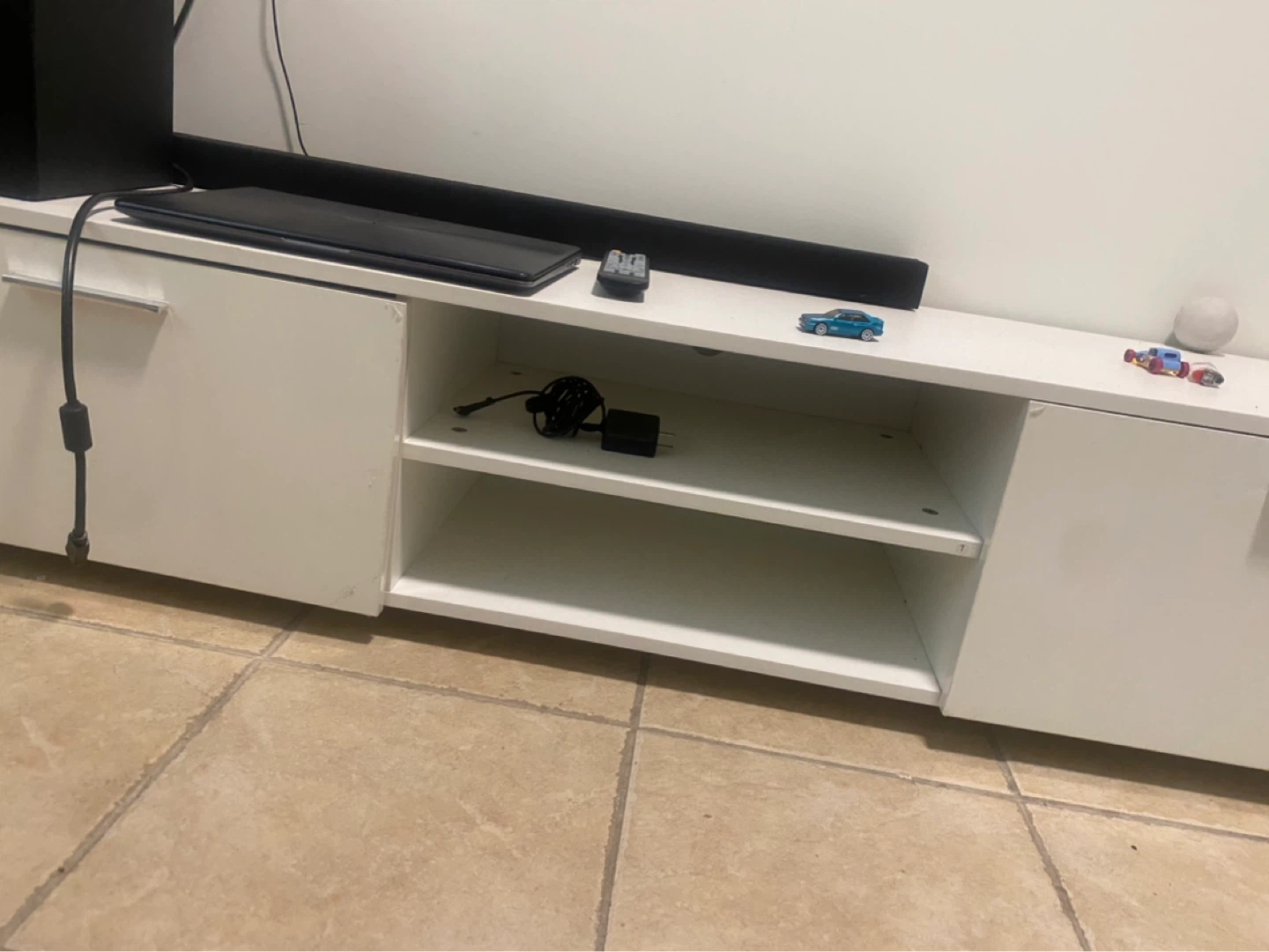 White Media Console TV Stand with Storage