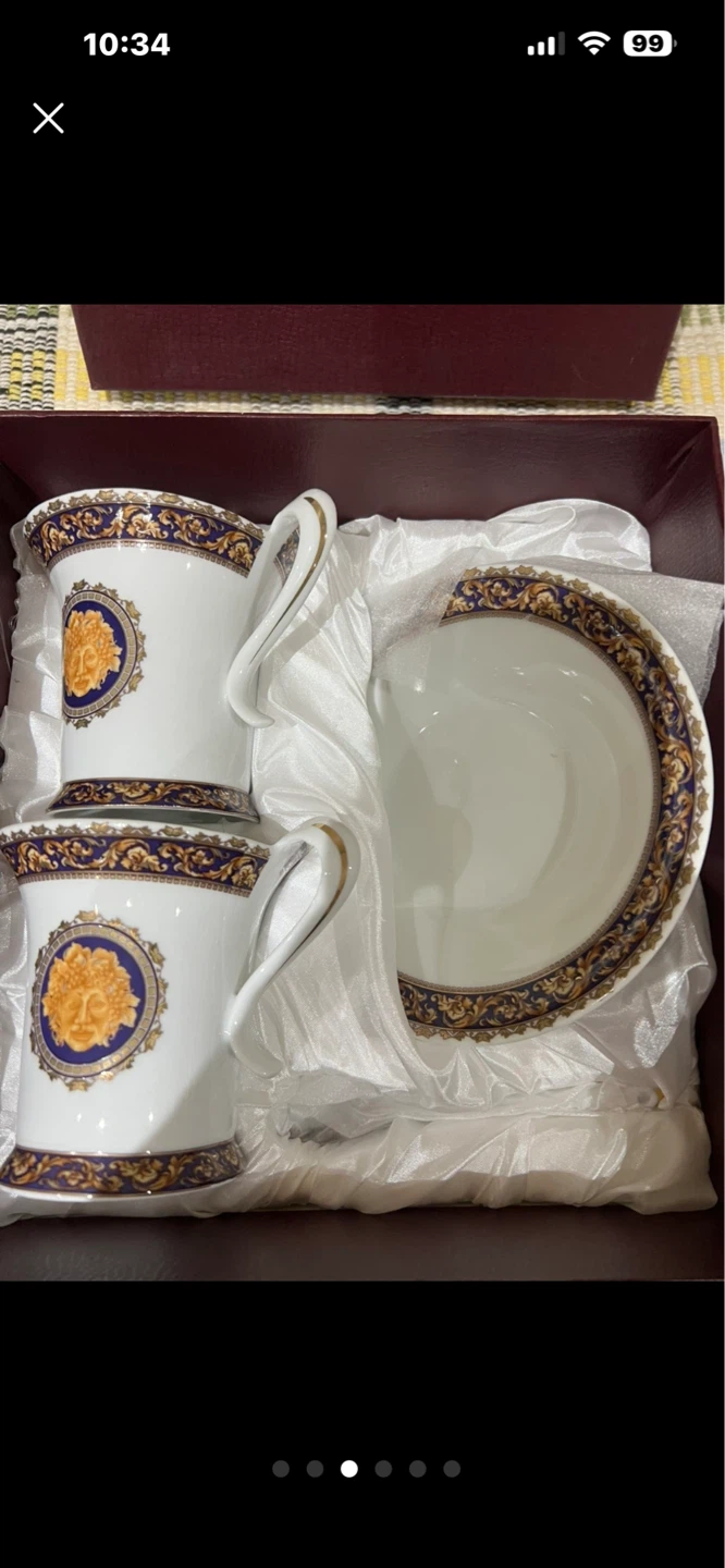 Adeline Fine Porcelain 2 Cup and Saucer Set with Spoons