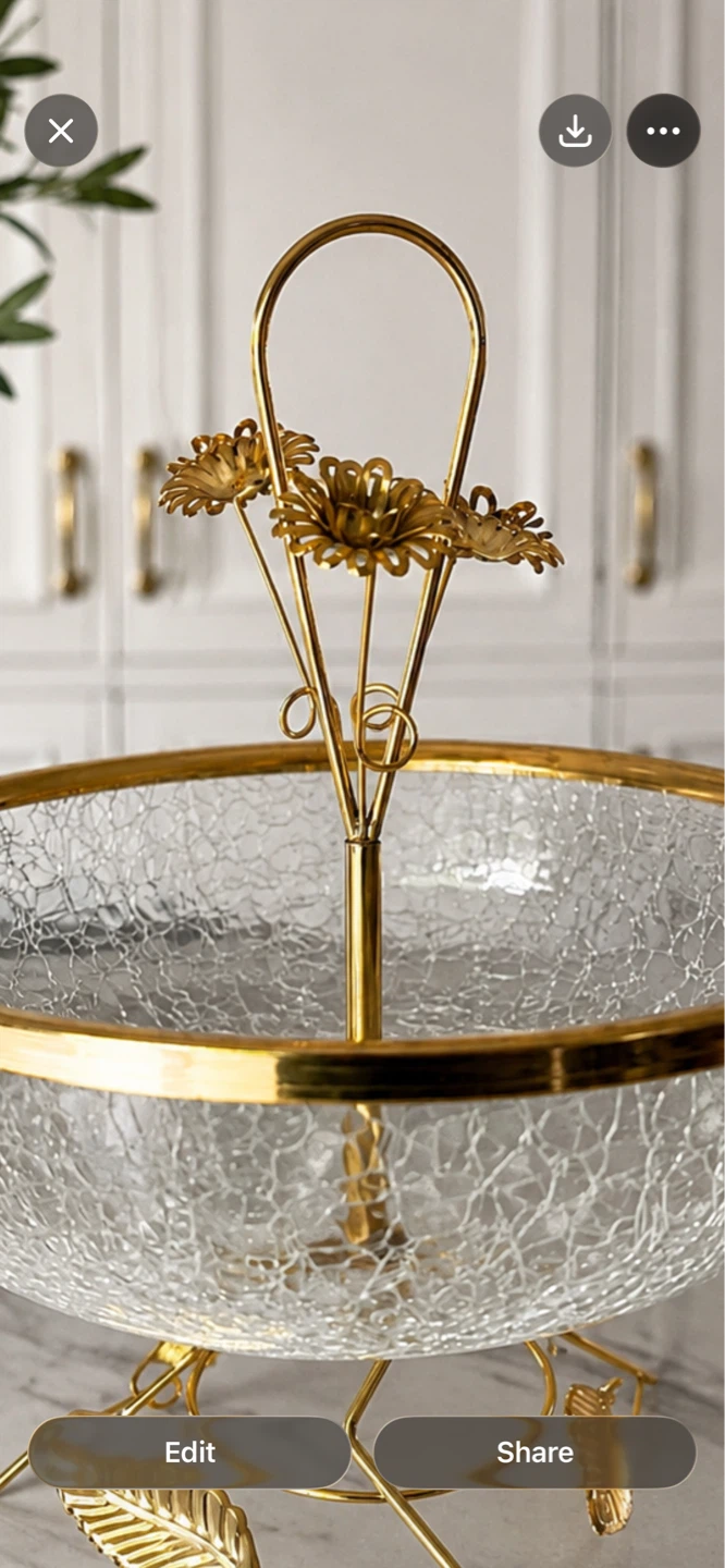 Gold and Glass Decorative Bowl with Flower Detail - photo 4