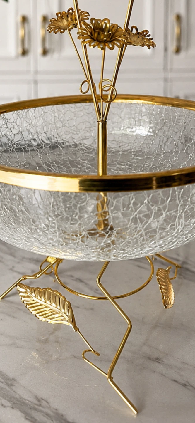 Gold and Glass Decorative Bowl with Flower Detail - photo 3