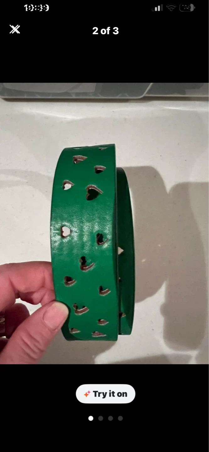 Green Heart Cutout Belt - Size M