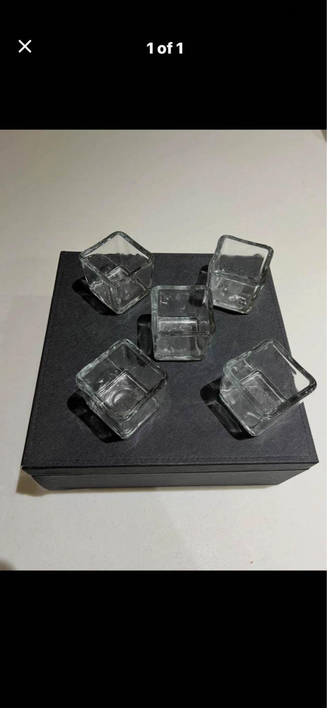Set of 5 Square Glass Votive Holders