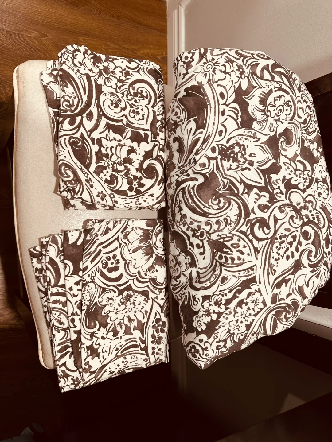 Brown and White Floral Pillow Covers Set
