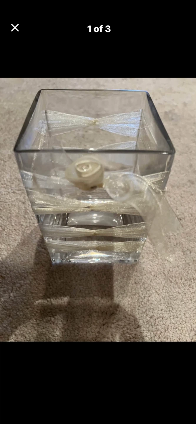 Glass Vase with Ribbon Decoration