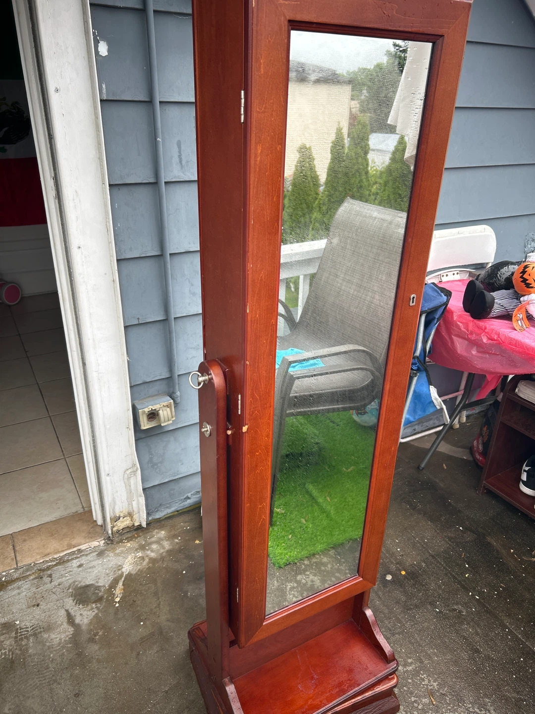 Standing Jewelry Armoire with Mirror