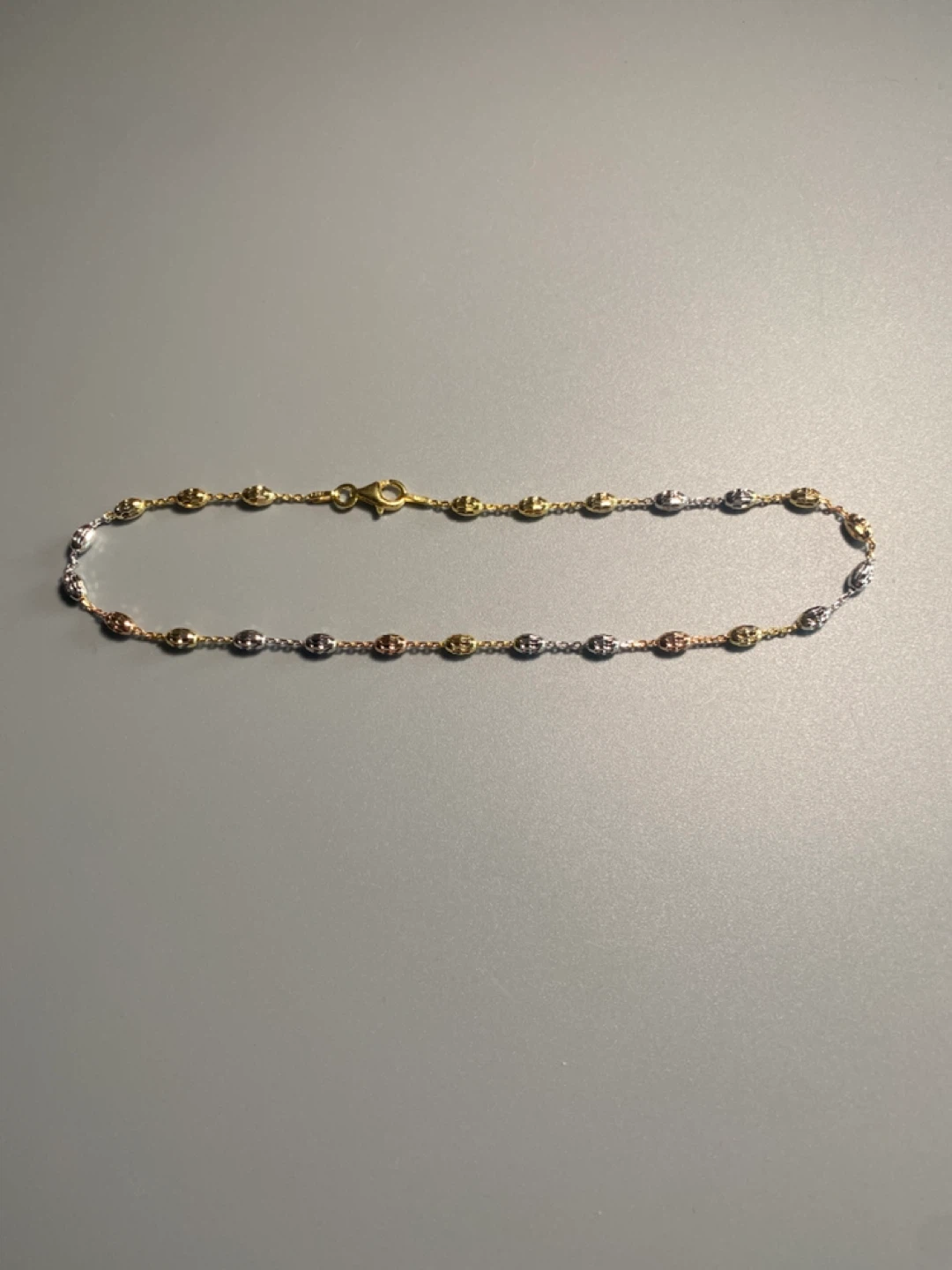 Sterling Silver tri-Color Beaded AnkletBracelet